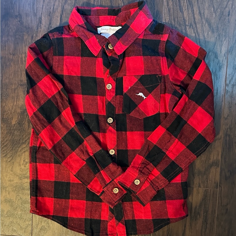 TOMMY BAHAMA Little Boys Buffalo Check Flannel Button Down Shirt Sz 5T - 4-5 Yrs